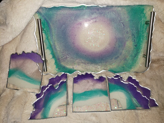 Resin Serving Tray & Coasters (Bundle)